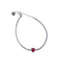 Bracciale modello Tennis con al centro uno zircone a cuore colore Rosso Rubino