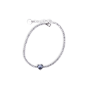 Bracciale modello Tennis con al centro uno zircone a cuore colore Blu Zaffiro
