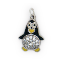 Ciondolo Pinguino in Argento 925 con Smalti Colorati e Zirconi