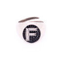 Anello Chavelier con Lettera in zirconi bianchi e Contorno zirconi neri