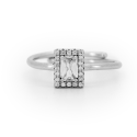 Anello in Argento con zircone bianco taglio carrè carrè e contorno di zirconi bianchi
