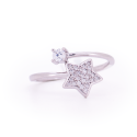 Anello fantasia in argento 925 con stella luminose e zircone bianco