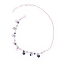 Cavigliera Artigianale in Argento 925 con Cuori e Cristalli Blu – Made in Italy