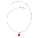 Cavigliera Minimal in Argento 925 con Cuore in Zircone Rosso – Made in Italy